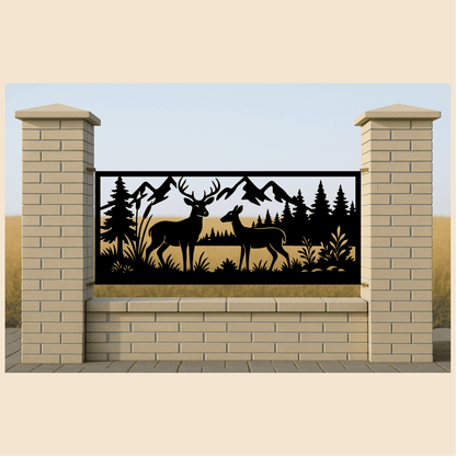 Forest animal silhouette panels SVG PNG for fence and railing inserts