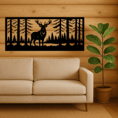 Deer mountain panel SVG DXF for rustic cabin décor