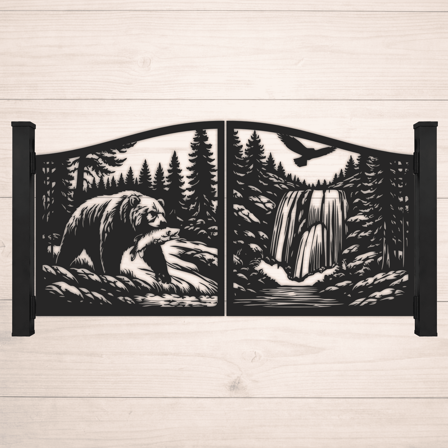 Bear and mountain gate panel DXF design