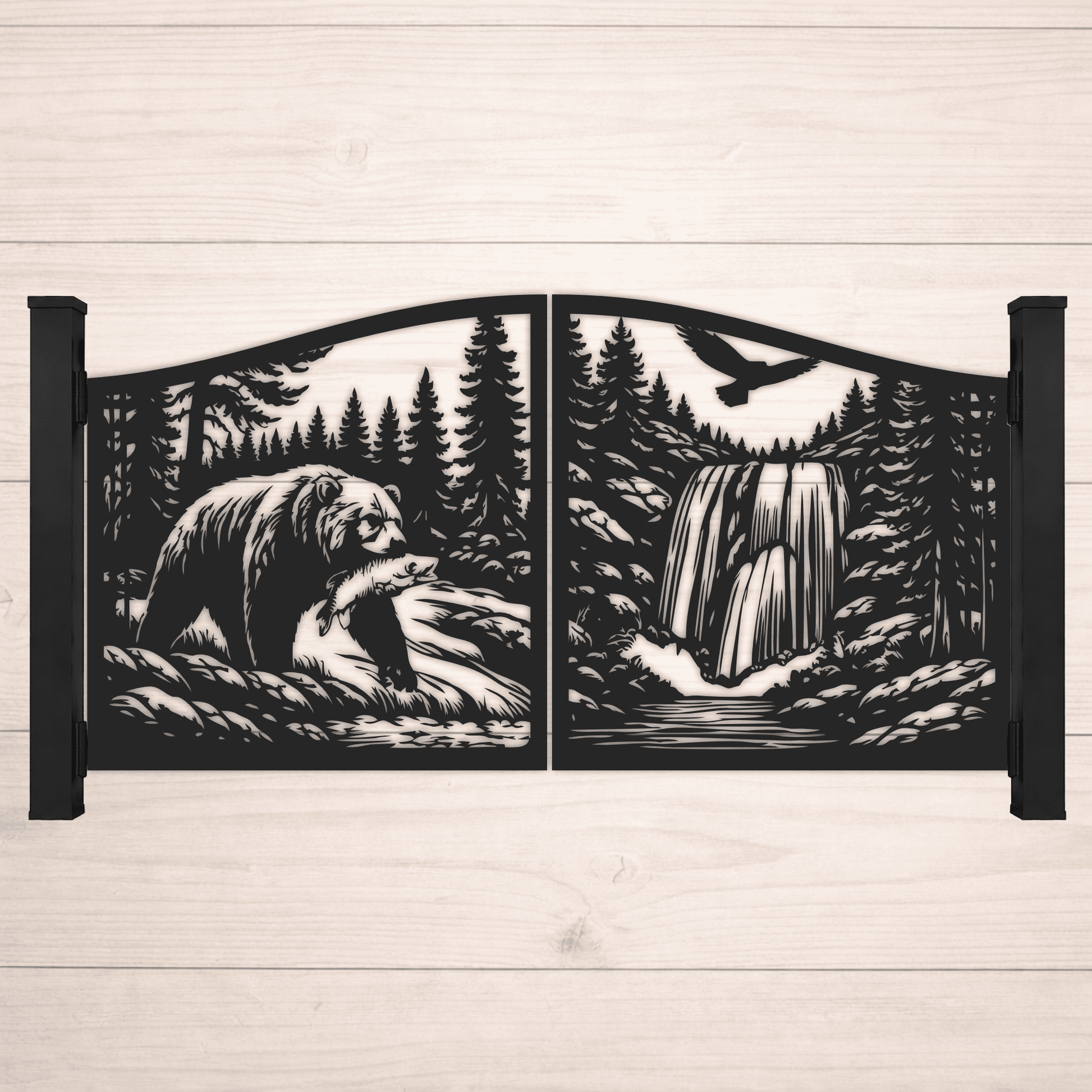 Bear and mountain gate panel DXF design