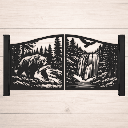 Bear and mountain gate panel DXF design