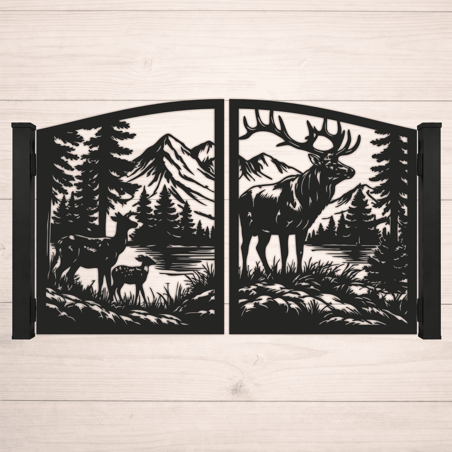 Deer and forest decorative fence panel design