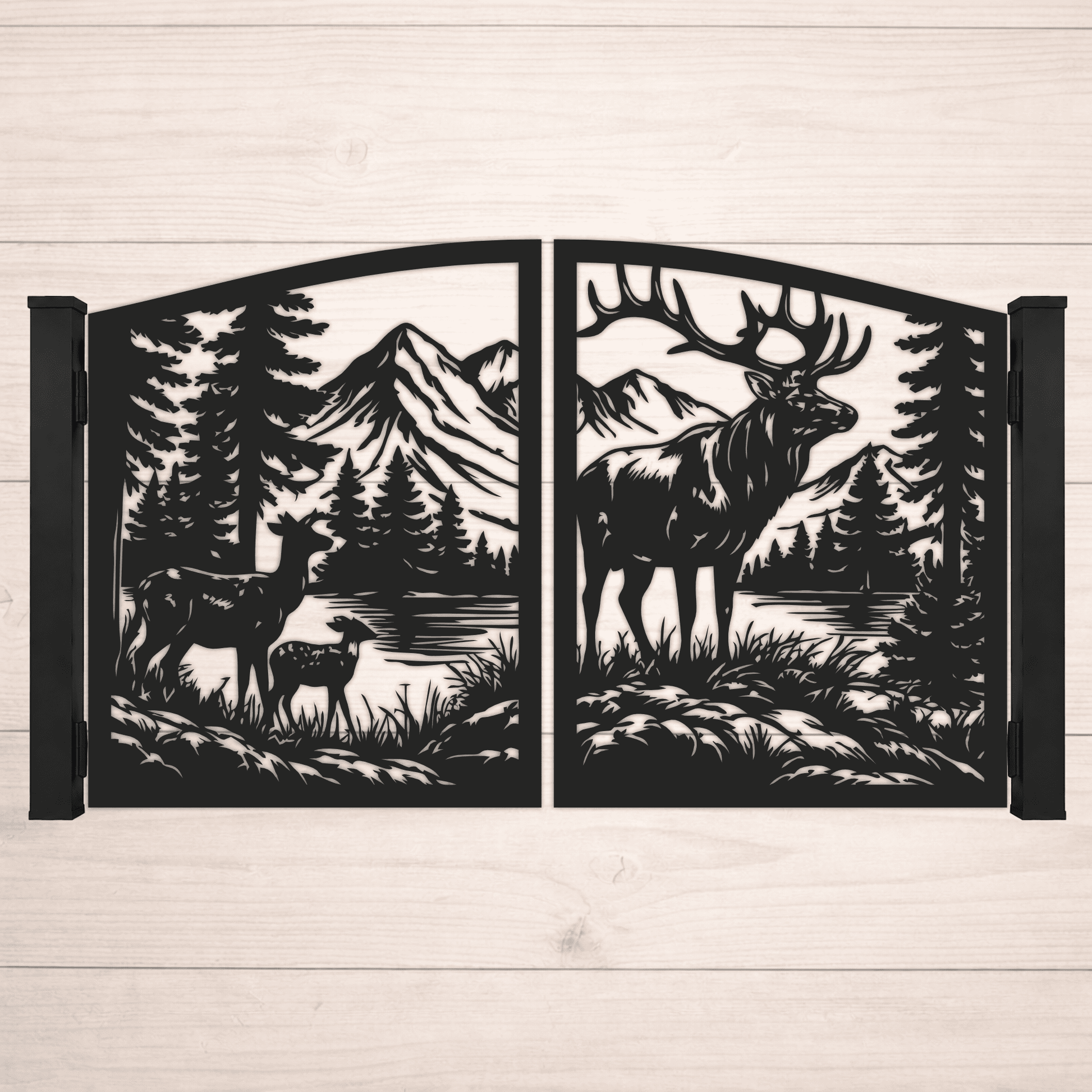 Deer and forest decorative fence panel design