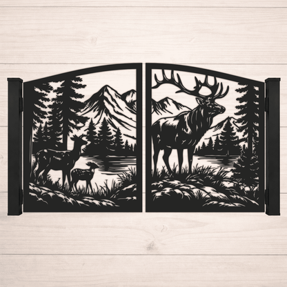 Deer and forest decorative fence panel design