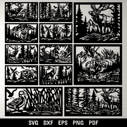 wildlife forest scene svg