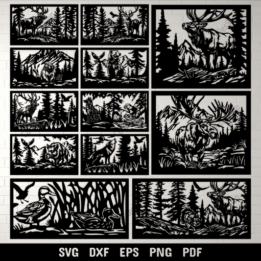 wildlife forest scene svg