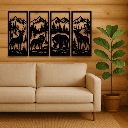Wildlife panels dxf for wall metal decor