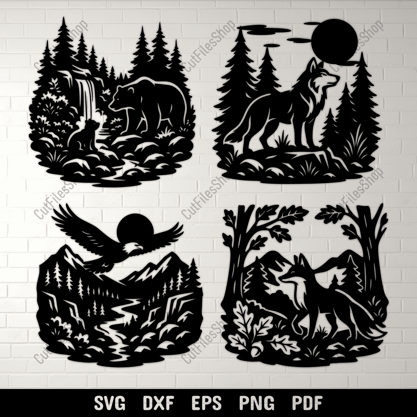 Wildlife forest animal SVG DXF PNG for CNC cutting