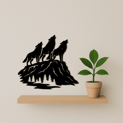 Howling wolf DXF template for outdoor-themed crafts and gifts