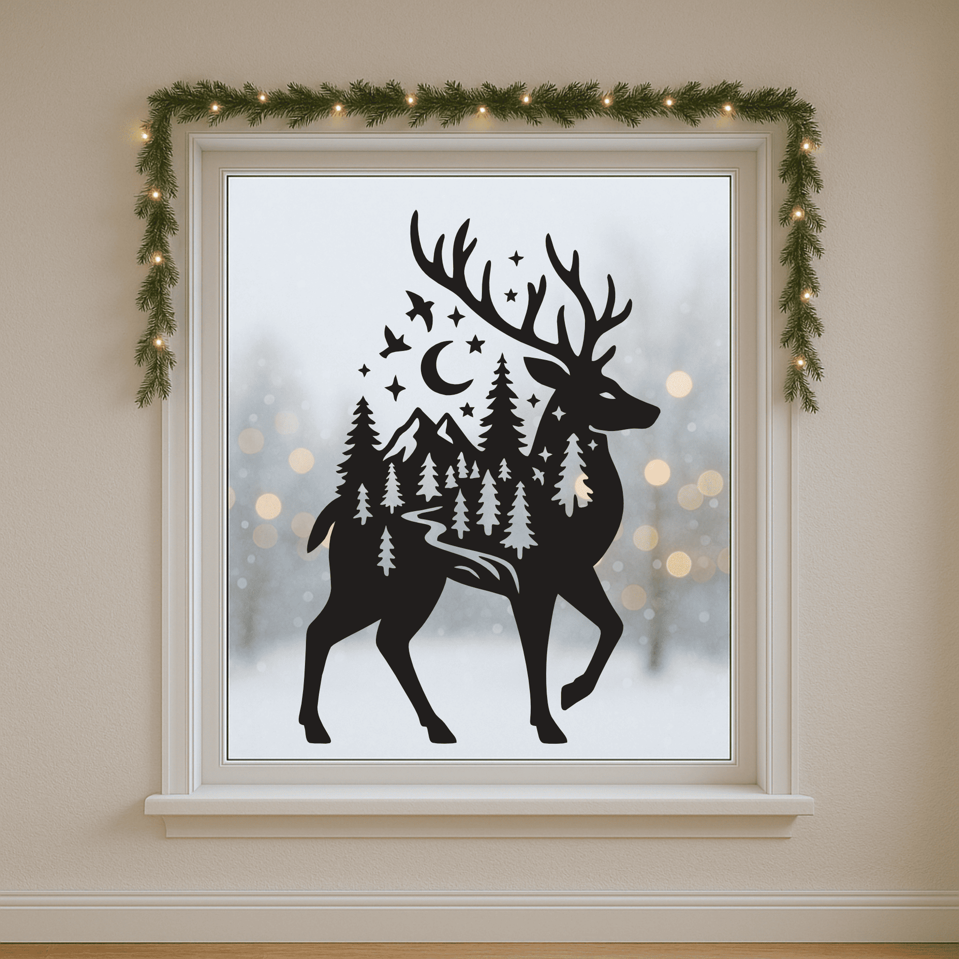 Deer and pine forest SVG cutting file for adventure décor