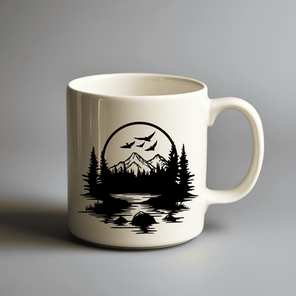 Wildlife Scene SVG, DXF, PNG | Cricut, Silhouette, CNC, Mug design