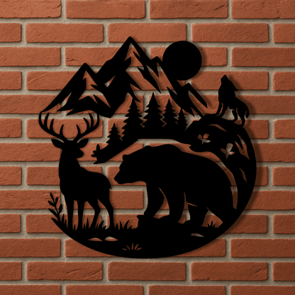 Wolf howling mountain scene SVG for Glowforge engraving