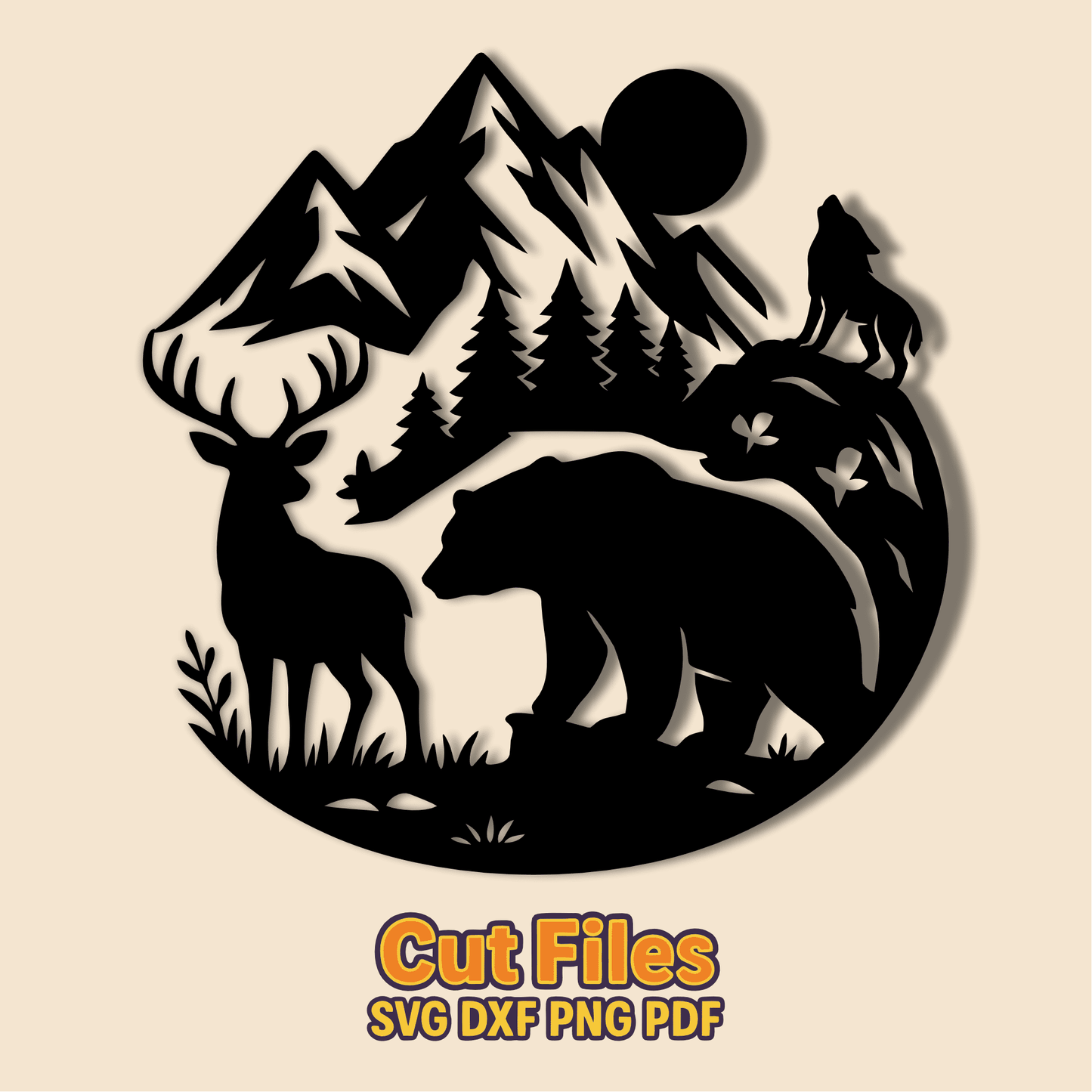 Wilderness forest SVG for cabin or hunting decor