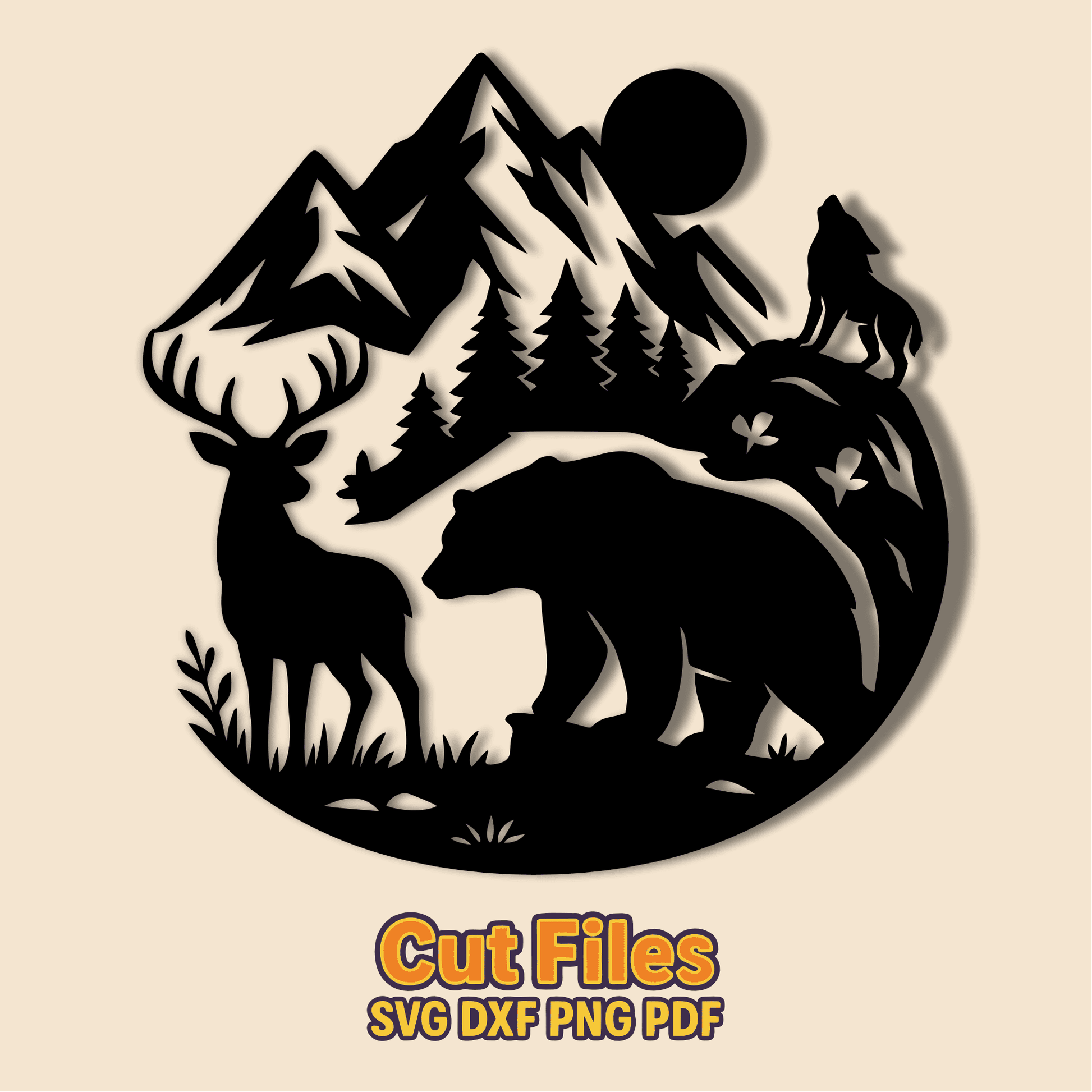 Wilderness forest SVG for cabin or hunting decor