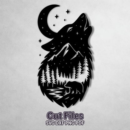 Bear and wolf silhouette laser cut designs