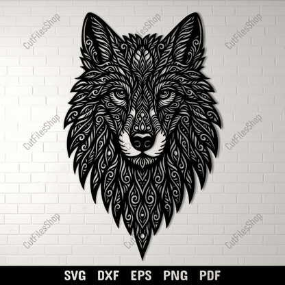 zentangle wolf head svg