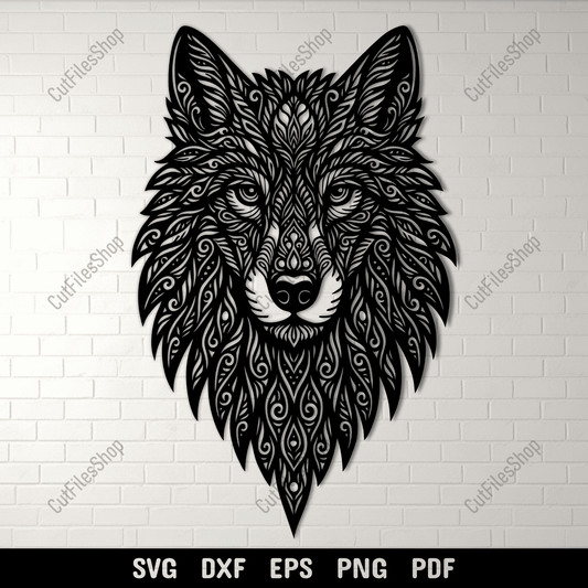 zentangle wolf head svg