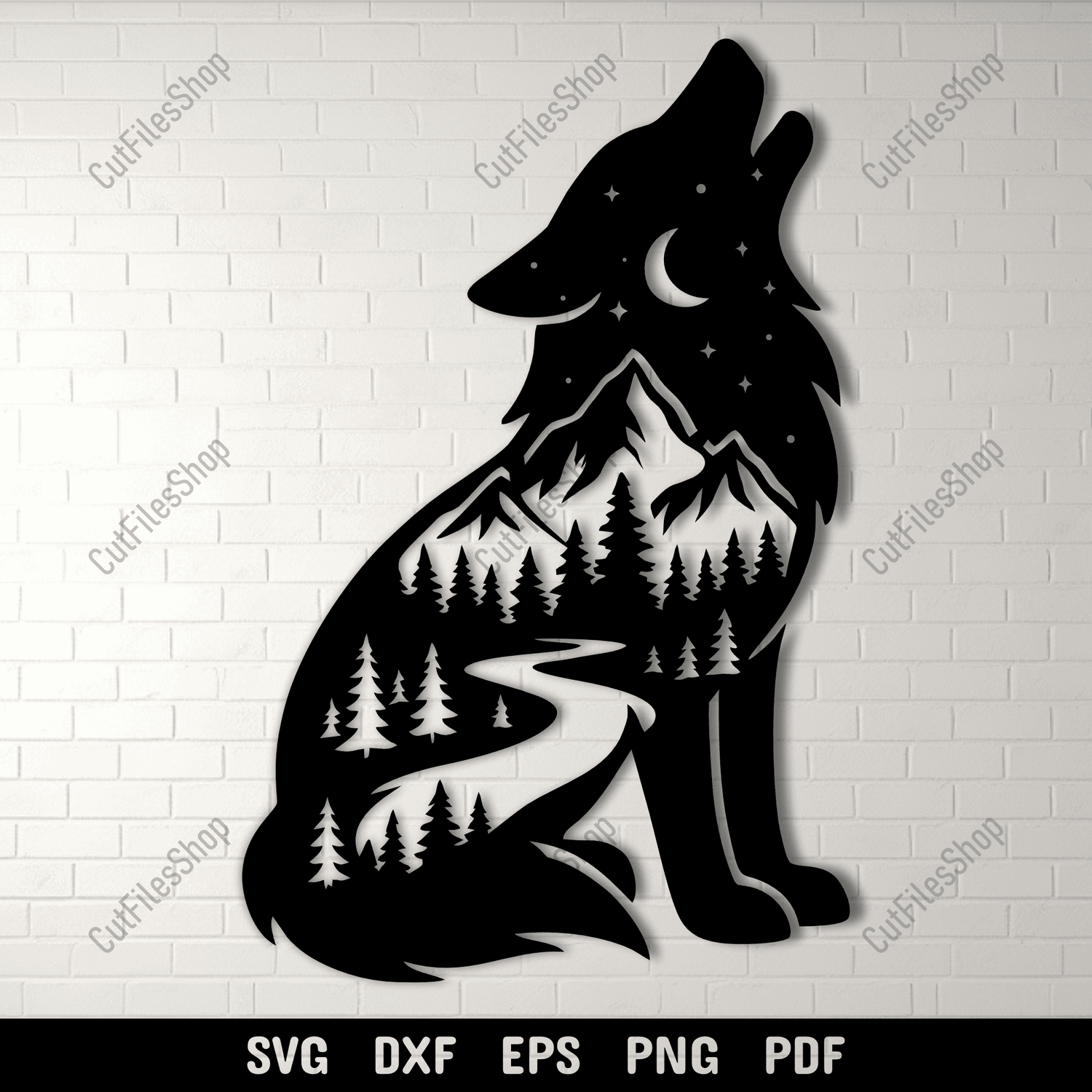 wolf mountain silhouette svg