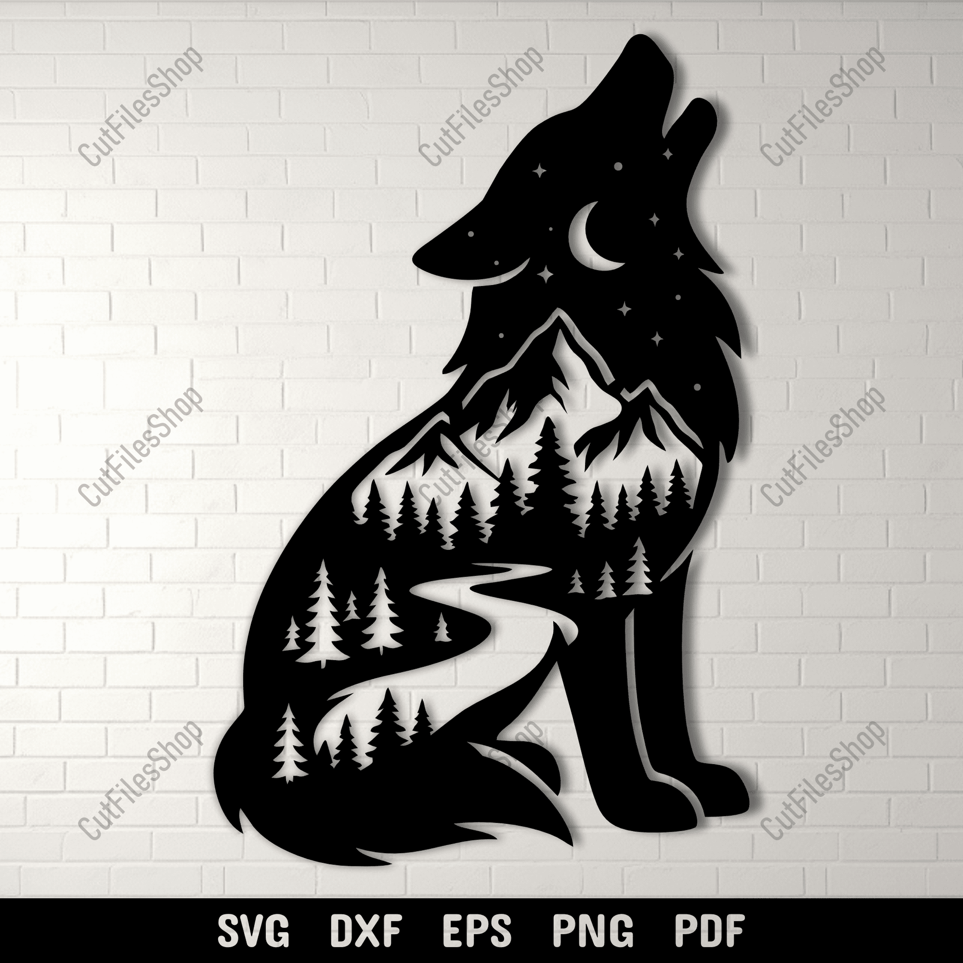 wolf mountain silhouette svg