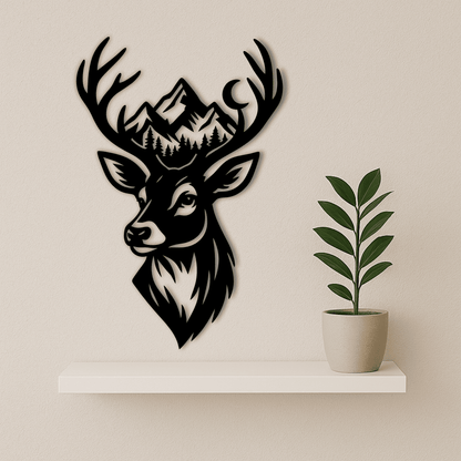 Mountain forest animal silhouette SVG for rustic wall art