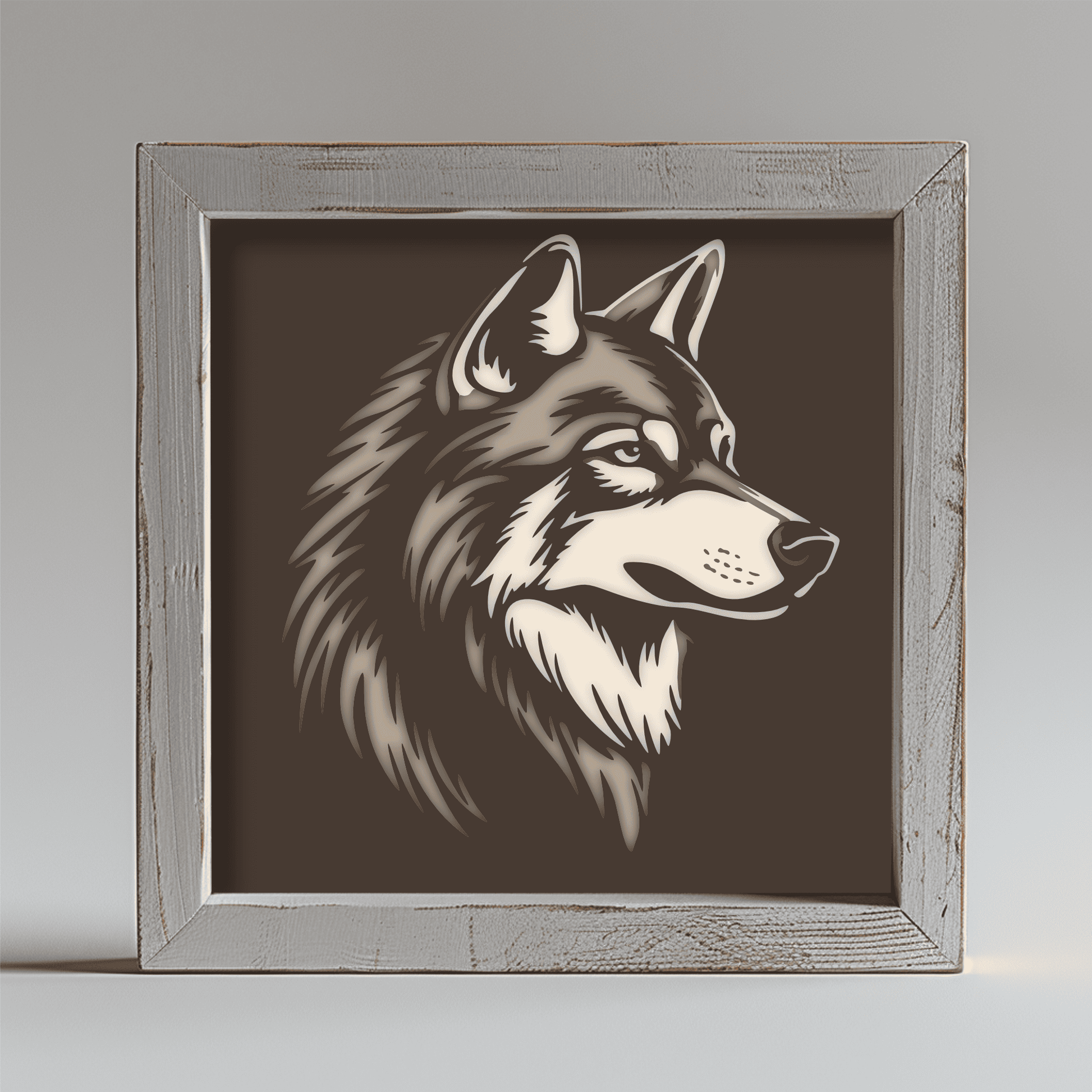 3 layer wolf head template for Cricut and Glowforge cutting