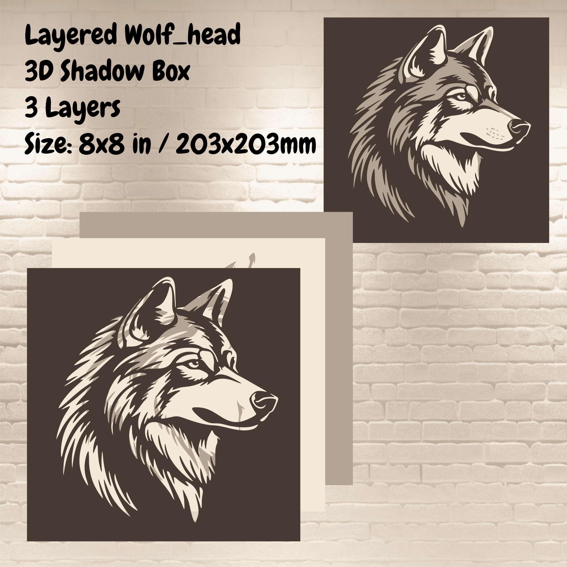 Minimal wolf head light box SVG for cardstock crafts