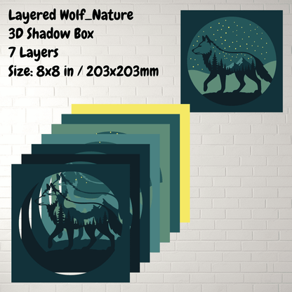 Wildlife wolf multilayer light box cutting files