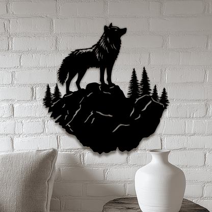 Wolf Cliff Scene DXF SVG – DIY Vinyl Wall Decals and CNC Projects