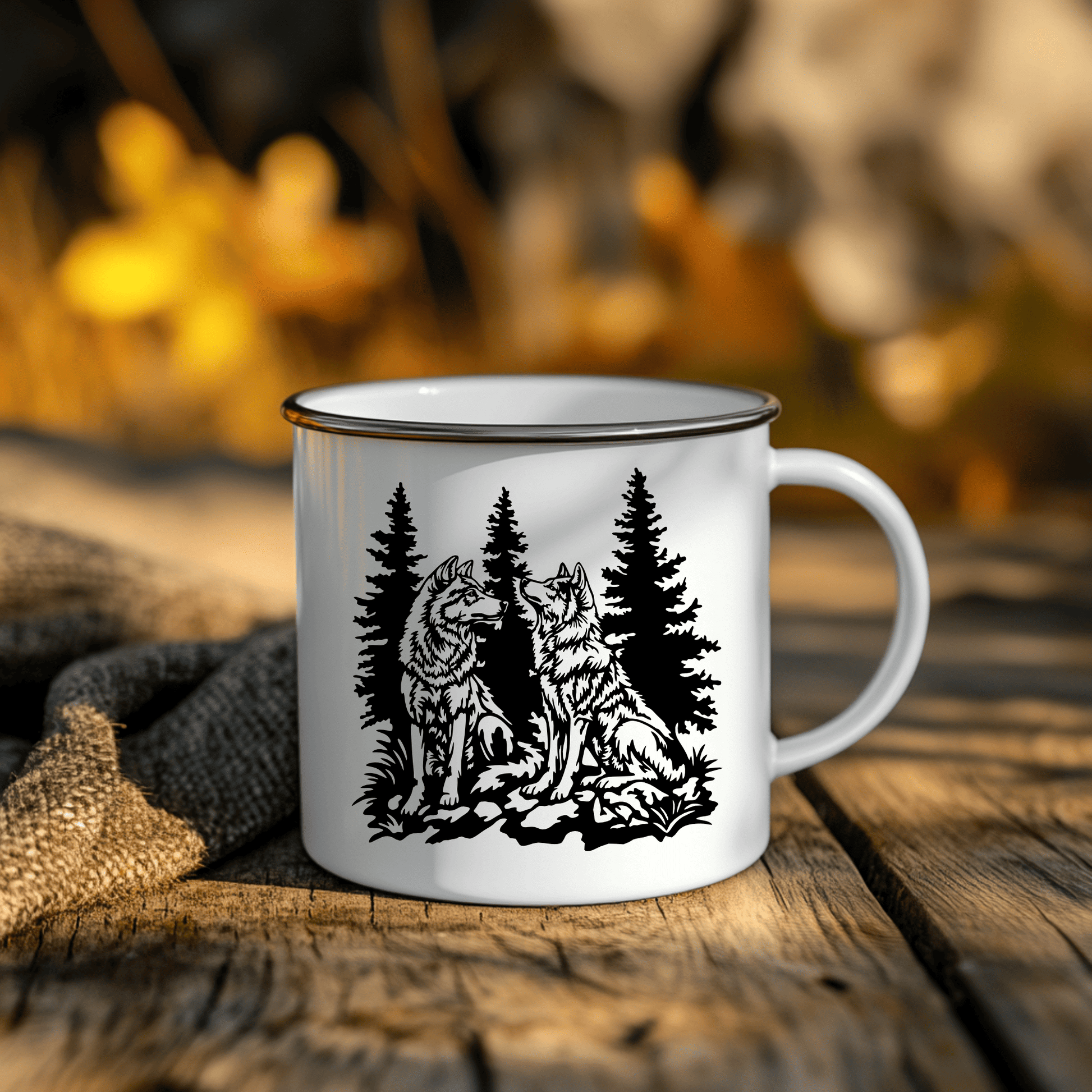 Preview of Wolves SVG & DXF for Cricut, CNC, and Print Mug Art