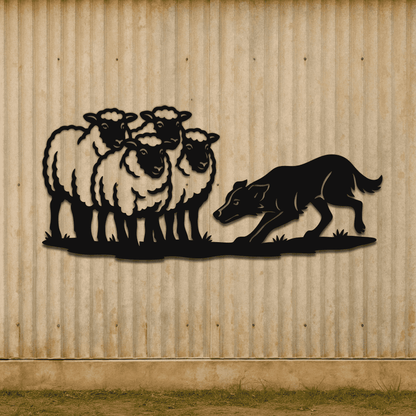 CNC cuttable dog and sheep art
