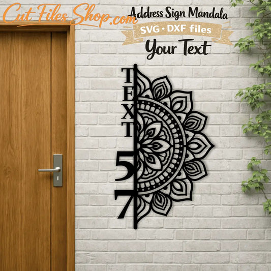mandala address sign cnc laser cut
