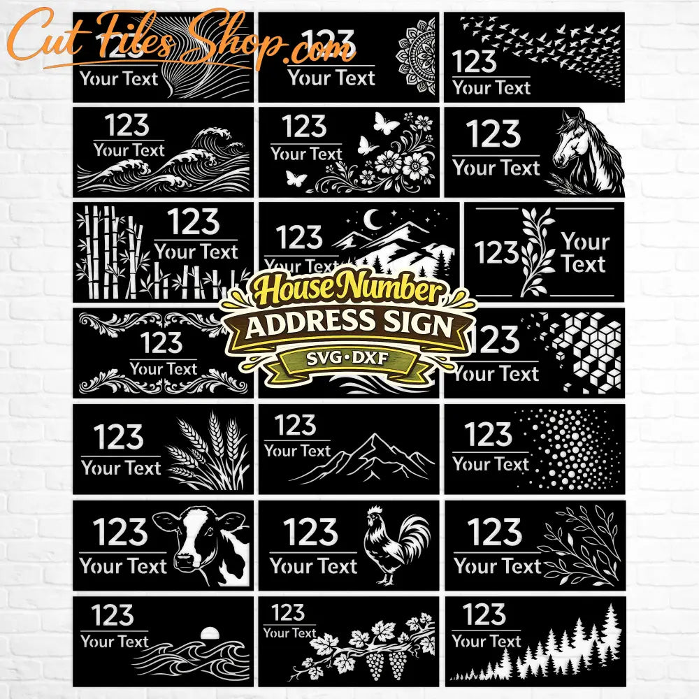 address sign svg dxf cnc plasma laser cutting files