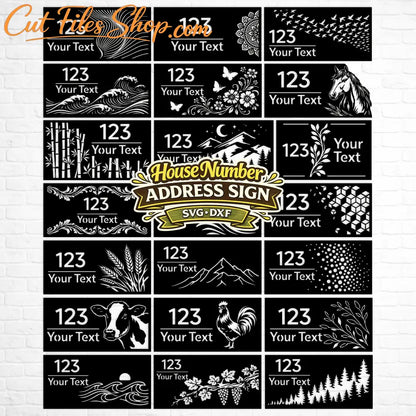 address sign svg dxf cnc plasma laser cutting files