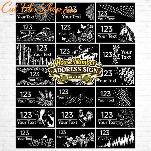 address sign svg dxf cnc plasma laser cutting files