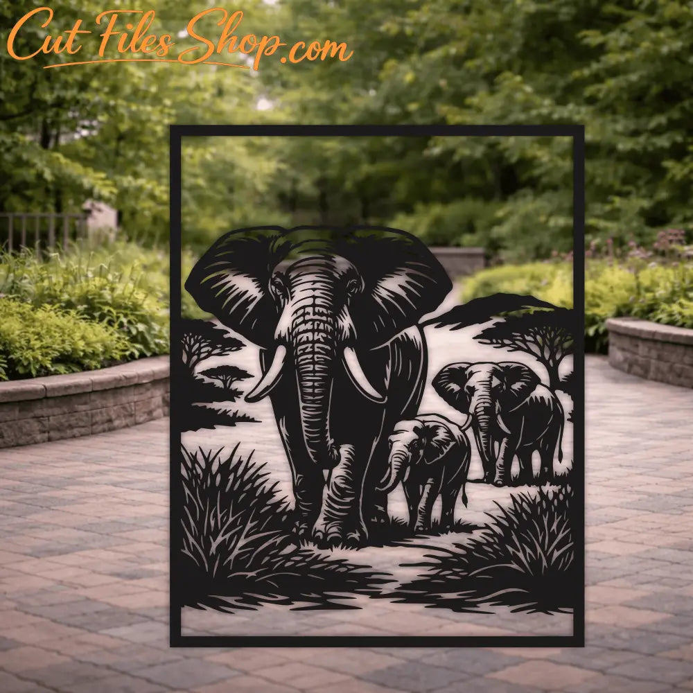 Elephant family CNC cut file for laser and plasma cutting