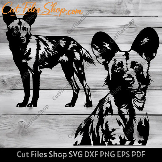African wild dog Dxf, Svg for cricut, Cnc cutting files, dxf for cnc router, Laser and Plasma cut files - Cut Files Shop