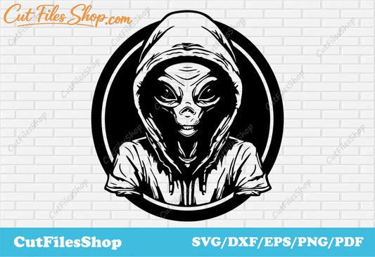 Alien svg file, alien cut files for cricut, alien for sublimation, art for t - shirt design, stencils dxf for laser cut - Cut Files Shop