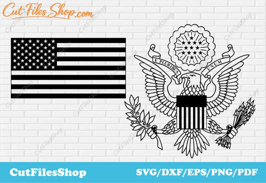 American flag dxf, Great Seal dxf, SVG cut files for cricut, dxf images for cnc, Silhouette cameo files - Cut Files Shop