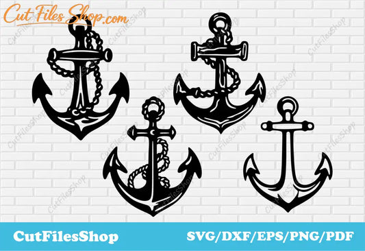 Anchors svg files, anchors design dxf for plasma cut, silhouette svg, png for sublimation, anchors cut files - Cut Files Shop