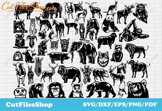 Animals dxf files for laser cut, Silhouette animals for cricut, svg animals, DXF for cnc Plasma - Cut Files Shop