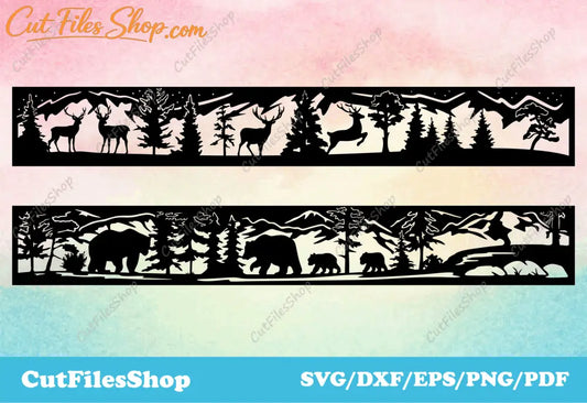 Animals scenes dxf files for plasma cutting, files for cnc laser, nature scenes for cutting - Cut Files Shop