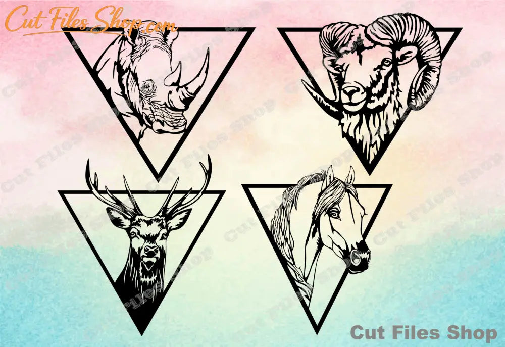 Animals silhouette, wild animals, wall decor svg, dxf for laser, wild animal wall art - Cut Files Shop