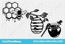 Load image into Gallery viewer, Apiary dxf, bee dxf, bee svg images, svg images, vector images download, Cricut files - Cut Files Shop

