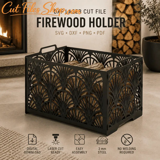Art Deco firewood holder DXF SVG laser cut files for CNC plasma