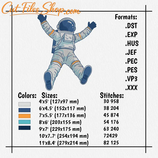 space astronaut embroidery design pattern