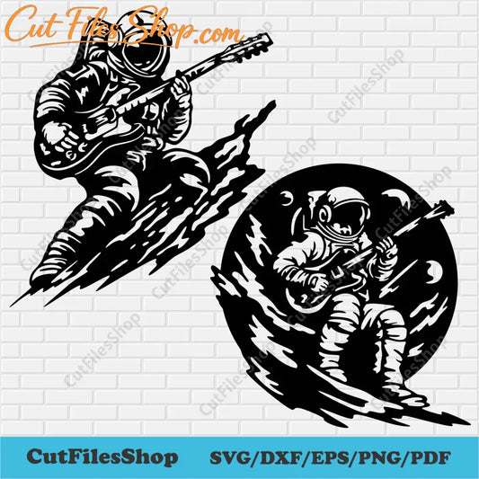 Astronaut playing guitar Svg files, Astronaut in space svg, Astronaut dxf for Laser, Astronaut svg for Cricut - Cut Files Shop
