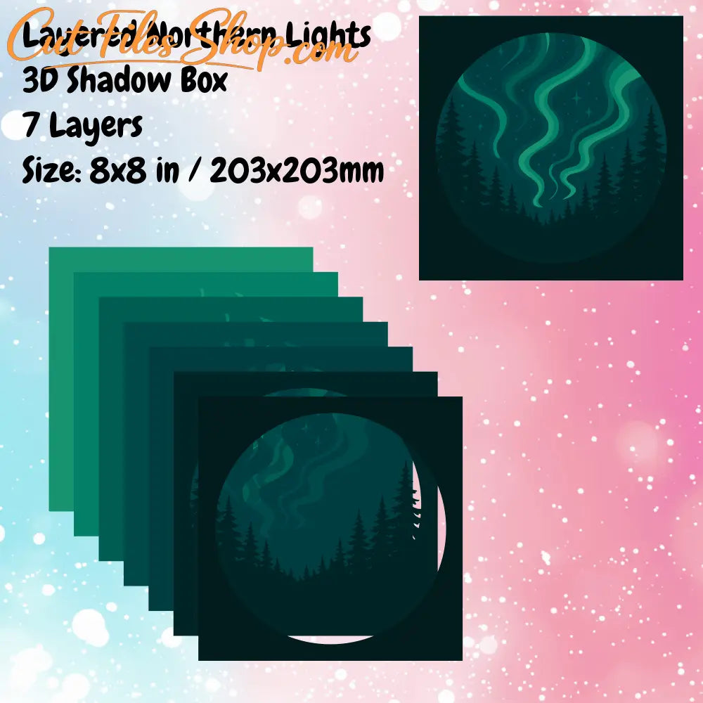 multilayer aurora borealis svg for laser cutting