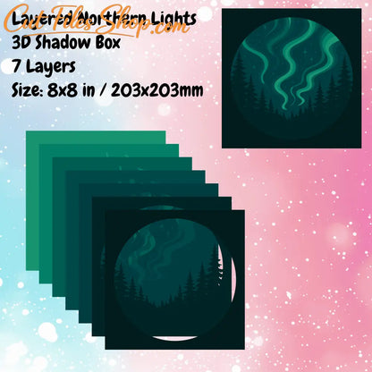 multilayer aurora borealis svg for laser cutting