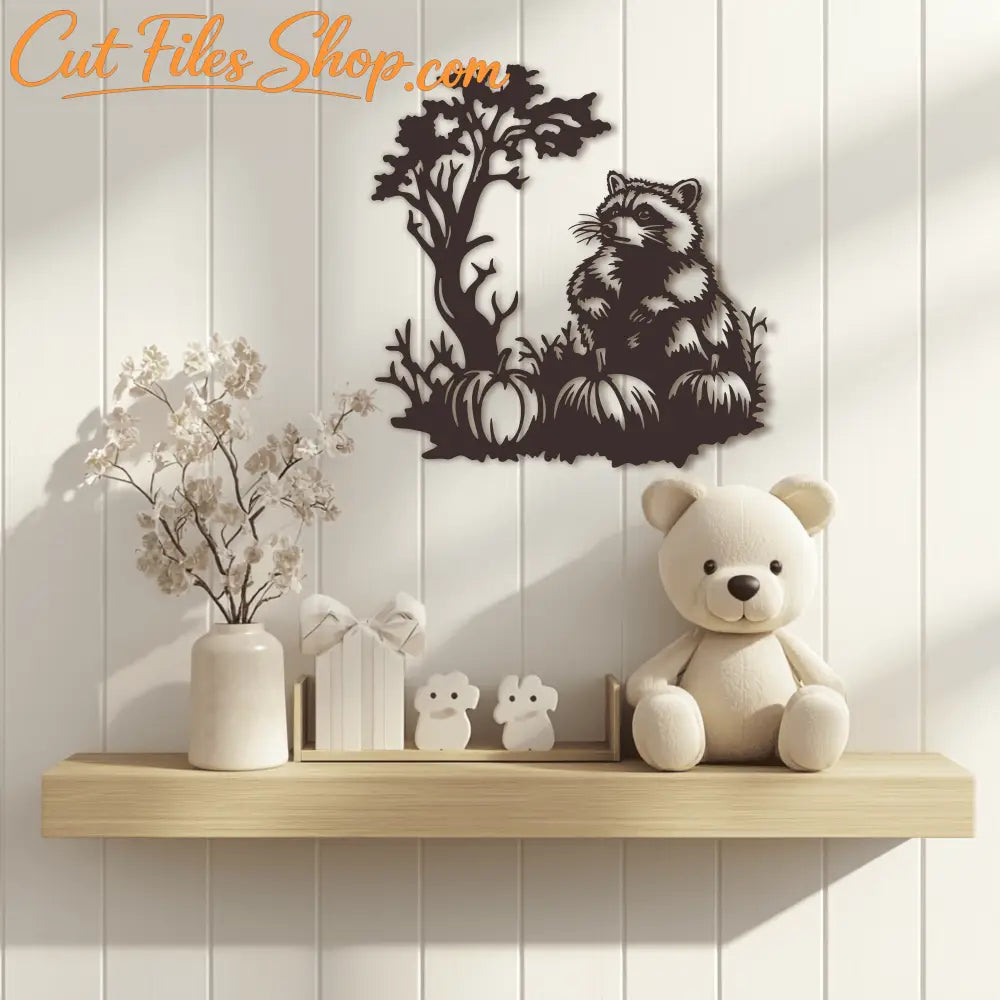 Autumn Raccoons SVG & EPS Cut Files, DXF for Laser Cutting, Sublimation T-Shirt Design for Cricut & Silhouette