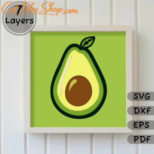 Avocado 3D Shadow Box Template, Layered SVG for Cricut, DXF for Silhouette, EPS Files, Home Decor DIY, Paper Art Craft